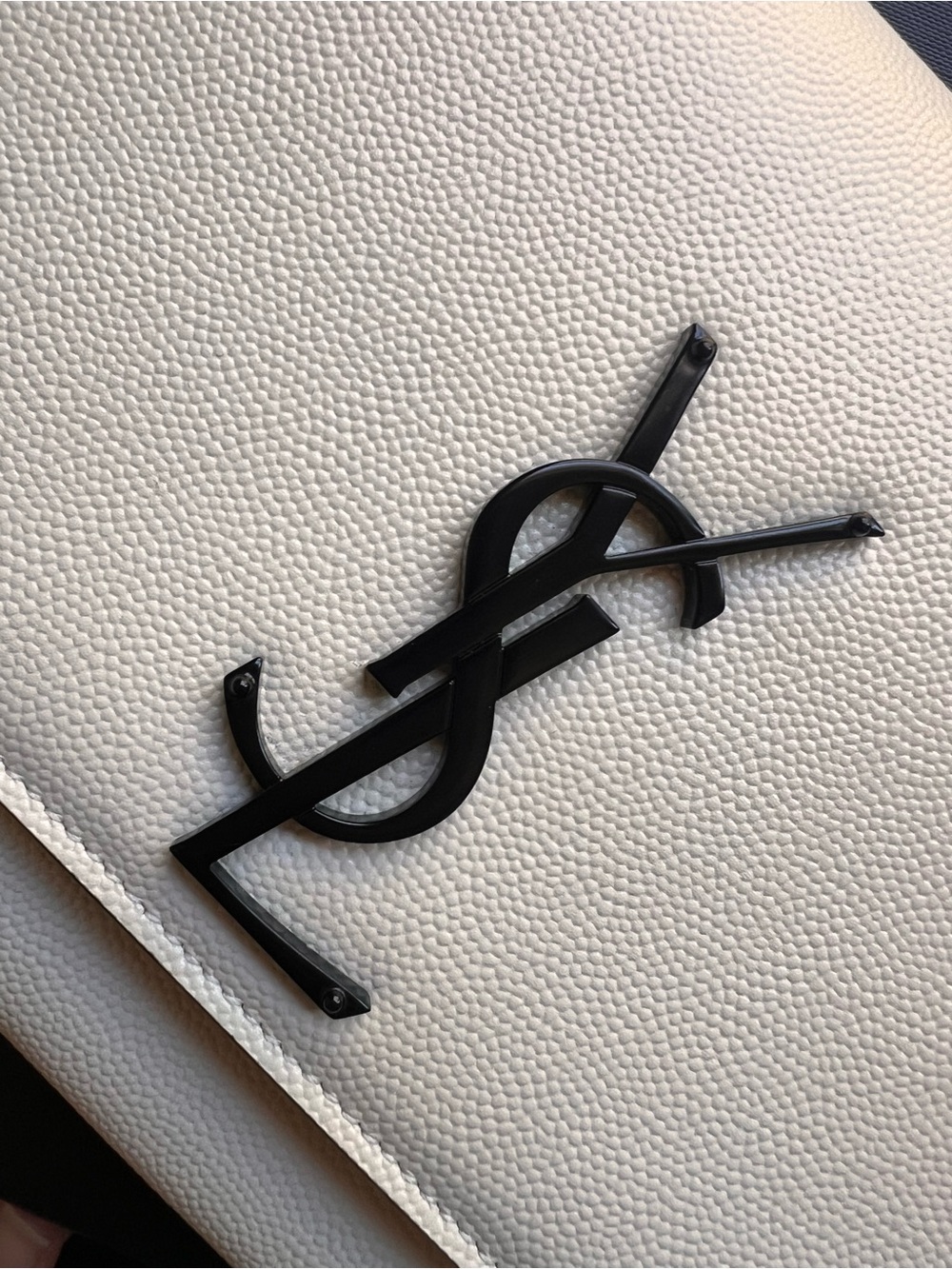 Saint Laurent Cream Leather Shoulder Bag with Black YSL Hardware - Picture 14 of 14